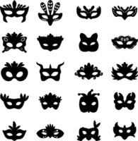 uppsättning av differents maskerad mask silhuett vektor illustration