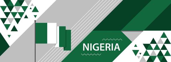Nigeria National oder Unabhängigkeit Tag Banner Design zum Land Feier. Flagge von Nigeria mit modern retro Design und abstrakt geometrisch Symbole. Vektor Illustration