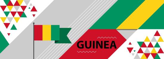 Guinea National oder Unabhängigkeit Tag Banner Design zum Land Feier. Flagge von Guinea modern retro Design abstrakt geometrisch Symbole. Vektor Illustration