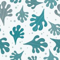 dekorativ abstrakt hand dragen klotter blad bakgrund med sömlös mönster vektor