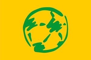 Hand gezeichnet Grün Fußball Ball Illustration auf Gelb Hintergrund vektor