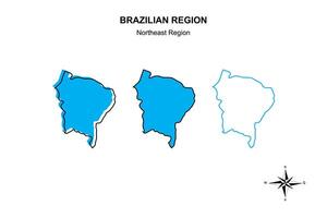vektor uppsättning Karta nordost område av Brasilien på vit bakgrund