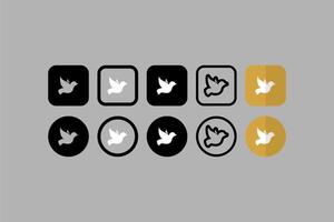 uppsättning vektor ikoner fågel fred symbol grå bakgrund