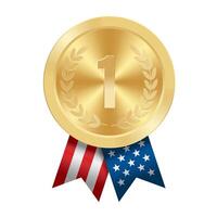 gyllene tilldela sport medalj med USA band och stjärna vektor