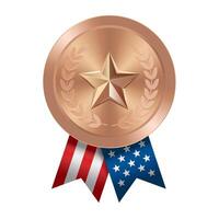brons tilldela sport medalj med USA band och stjärna vektor