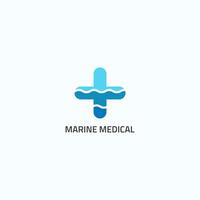 medizinisch Logo kombiniert Plus Zeichen und Meer. vektor