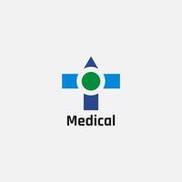medizinisch Logo mit Plus Zeichen und Kreis Form. vektor