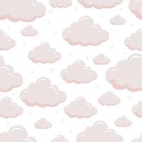 tindra rosa bebis sömlös mönster med moln och stjärna vektor