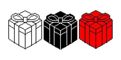 Pixel Kunst Geschenk Box Symbol einstellen isoliert auf Weiß Hintergrund vektor