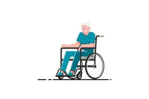 senior patient på rullstol på isolerat bakgrund, vektor illustration.