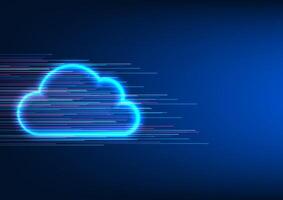 Wolke Technologie Wolken mit Licht alle um und Linien Vorbeigehen durch Sie zeigt an das System zum Sammeln Daten über das Internet Netzwerk. es ist ein Platz zu Geschäft Information mit ein Sicherheit System. vektor