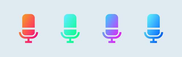 mikrofon fast ikon i lutning färger. röst tecken vektor illustration.