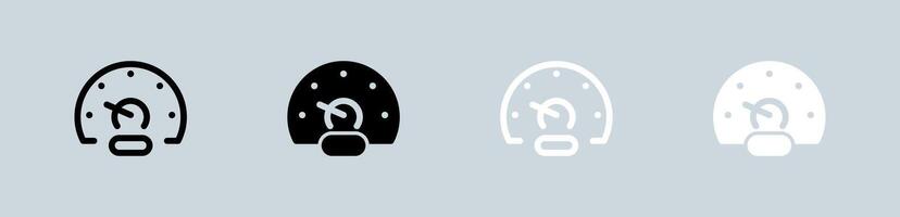 Tachometer Symbol einstellen im schwarz und Weiß. Geschwindigkeit Indikator Zeichen Vektor Illustration.