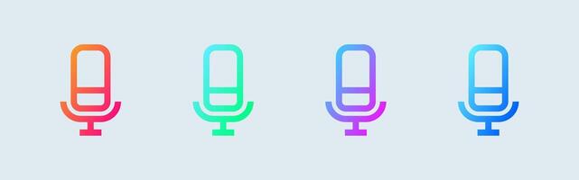 mikrofon linje ikon i lutning färger. röst tecken vektor illustration.