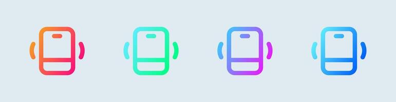 Telefon Vibration Linie Symbol im Gradient Farben. Smartphone Zeichen Vektor Illustration.