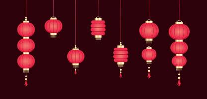 röd hängande kinesisk lykta, lunar ny år och mitt under hösten festival dekoration grafisk. dekorationer för de kinesisk ny år. kinesisk lykta festival. vektor