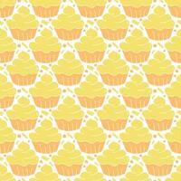 nahtlos Kuchen Muster. Süßigkeiten und Süßigkeiten Hintergrund. Gekritzel Illustration mit Süßigkeiten und Süßigkeiten Symbole vektor