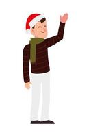 Frohe Weihnachten Mann mit Hut Santa Charakter Cartoon vektor