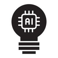 ai artificiell intelligens teknologi ljus Glödlampa ikon. vektor