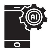 artificiell intelligens smart telefon ai ikon. vektor