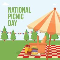 National Picknick Tag Design Vorlage gut zum Feier Verwendung. Vektor eps 10. eben Design. Picknick Vektor Illustration.