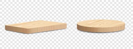 realistisch Holz Sockel Podium, leeren Stufen hölzern Ausstellungsstück Anzeigen vektor