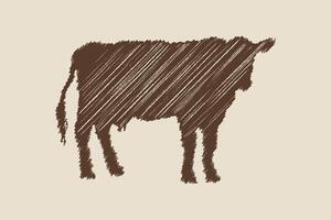 Jahrgang Gravur isoliert Kuh einstellen Illustration Tinte skizzieren. vektor