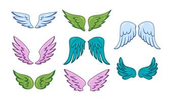 bunt Engel Flügel im verschiedene Stile und Farbtöne, isoliert auf Weiß vektor