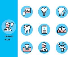 Dental Symbole Satz. Zahnarzt, Zahnbürste, bohren, Spiegel. Dental Konzept. können Sein benutzt zum Themen mögen Zahnheilkunde, vektor