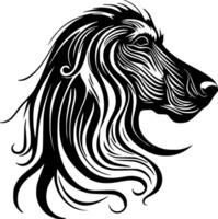 afghanska hund, svart och vit vektor illustration