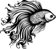 Betta Fisch - - minimalistisch und eben Logo - - Vektor Illustration