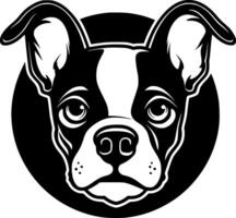 Boston Terrier - - schwarz und Weiß isoliert Symbol - - Vektor Illustration