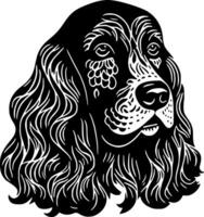 cockerspaniel spaniel - svart och vit isolerat ikon - vektor illustration