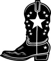 cowboy känga - svart och vit isolerat ikon - vektor illustration