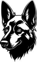 tysk herde - svart och vit isolerat ikon - vektor illustration