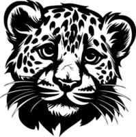 leopard bebis, svart och vit vektor illustration