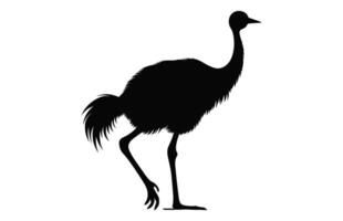 emu silhuett isolerat på en vit bakgrund, en struts emu svart silhuett, australier emu fågel vektor