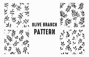 Olive Ast Muster Vektor Silhouette Satz, Olive Geäst Blätter dekorativ Muster Silhouetten