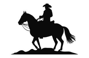 mexikansk cowboy ridning en häst svart silhuett vektor isolerat på en vit bakgrund