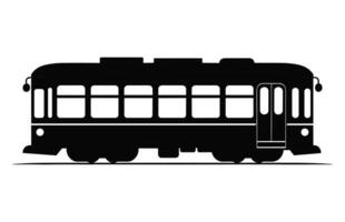 Straßenbahn Silhouette Vektor isoliert auf ein Weiß Hintergrund, Kabel Straßenbahn Fahrzeug schwarz Silhouette