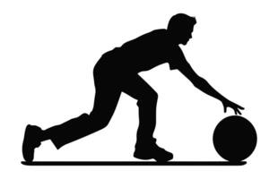 Bowling Spieler Silhouette Vektor, ein männlich Bowler schwarz Clip Art vektor