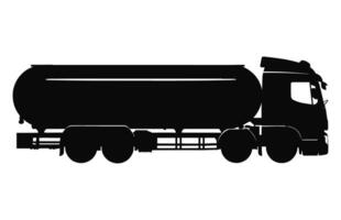 Tanker LKW schwarz Silhouette Vektor, Treibstoff Panzer LKW Vektor Clip Art isoliert auf ein Weiß Hintergrund