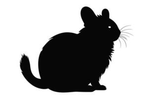 chinchilla silhuett vektor isolerat på en vit bakgrund, hamster svart ClipArt