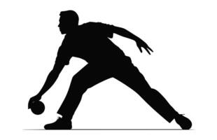 bowling spelare silhuett vektor, en manlig kastare svart ClipArt vektor