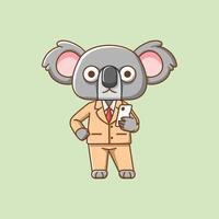 süß Koala Geschäftsmann passen Büro Arbeitskräfte Karikatur Tier Charakter Maskottchen Symbol eben Stil Illustration Konzept vektor