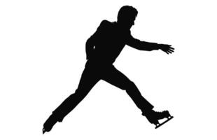 man figur is skridskoåkning silhuett vektor bunt, manlig figur skater silhuetter svart ClipArt uppsättning