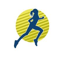 silhuett av en sportig kvinna i löpning utgör. silhuett av en kvinna springa utgör. vektor