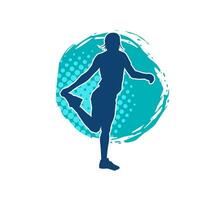 Silhouette von ein schlank sportlich Frau tun Pilates Übung. Silhouette von ein sportlich weiblich tun physisch Übung. vektor