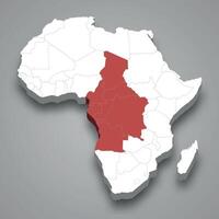 mitten afrika plats inom afrika 3d Karta vektor