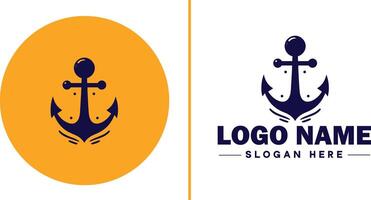 ankare logotyp ikon vektor för fartyg Yacht lyx marin ankare ikon logotyp mall
